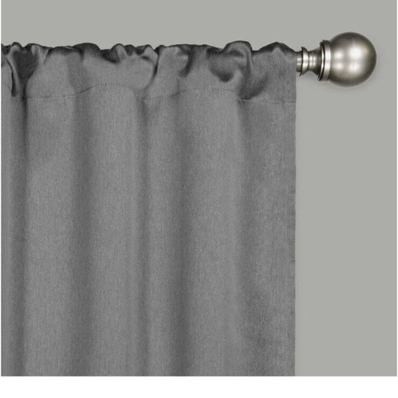 Eclipse Blackout Curtain Black Two Rod Pocket 2 Panels Kerry Solid 37"x95"‎ - Picture 8 of 10